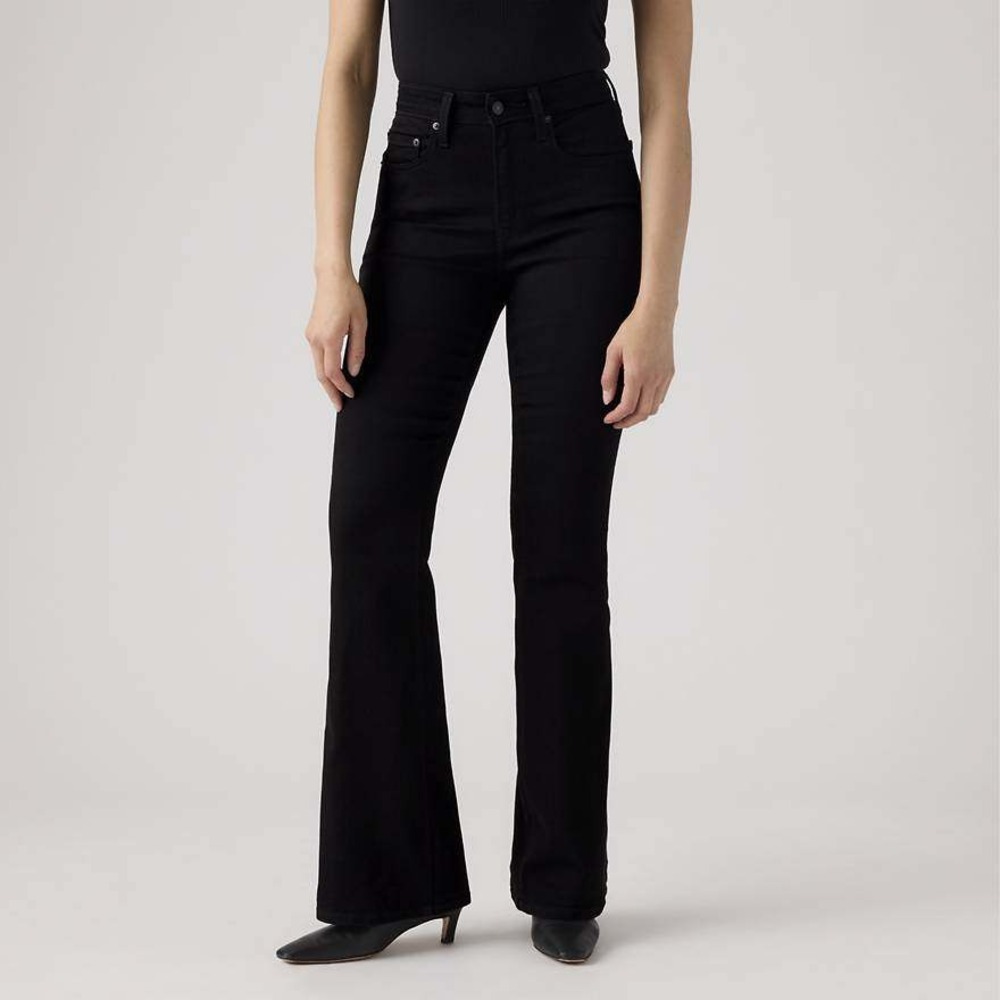 Levi's Women's 726 Sz 27x32 Black Denim High Rise Flare Jeans Stretch